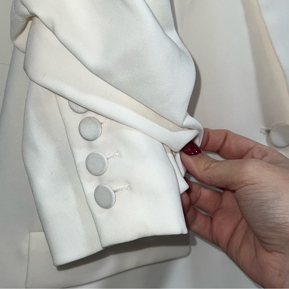 Cinq A Sept Kylie Diamond Daisies Embellished Blazer Jacket In Ivory/Smoke - Picture 9 of 14